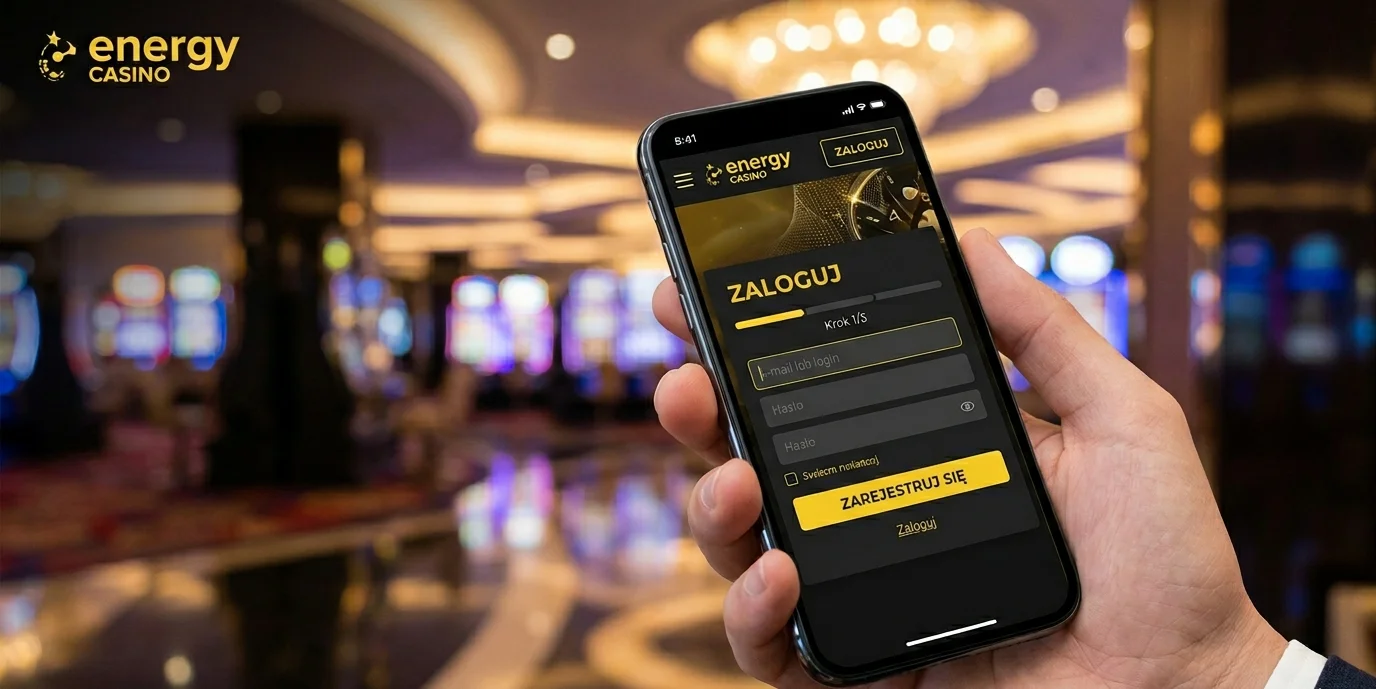 Formularz logowania Energy Casino na ekranie telefonu